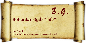 Bohunka Győző névjegykártya